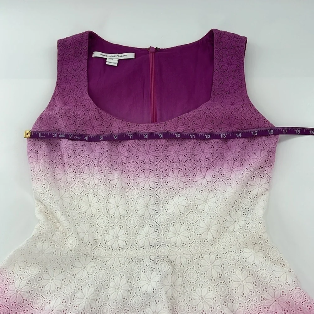 Diane Von Furstenberg dress eyelet flare‎ Jeannie Ombre feminine romantic cotton